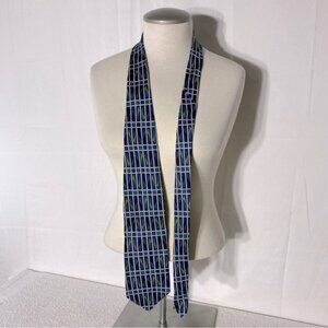 Vintage Forsyth Blue Green White Square Print Tie